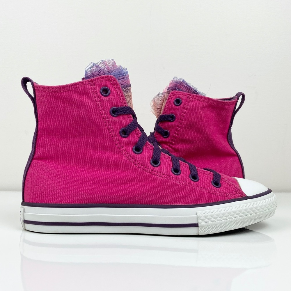 Converse Girls All Star Chuck Taylor High Top Pink & Purple Tutu Shoes Size 4.0